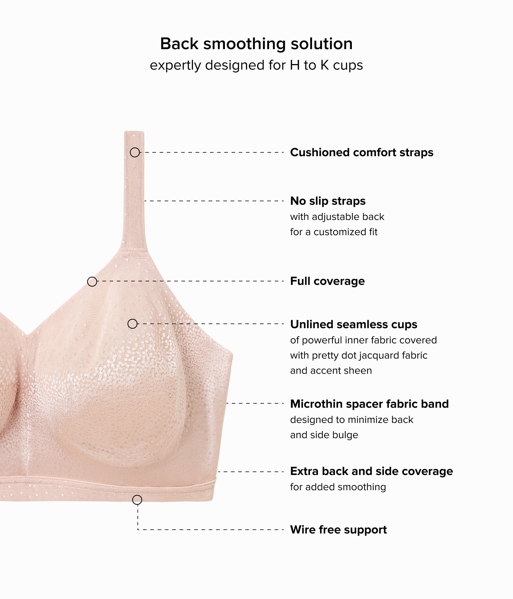 Wacoal Back Appeal® H-K Cup Wire Free Bra - Rose Dust