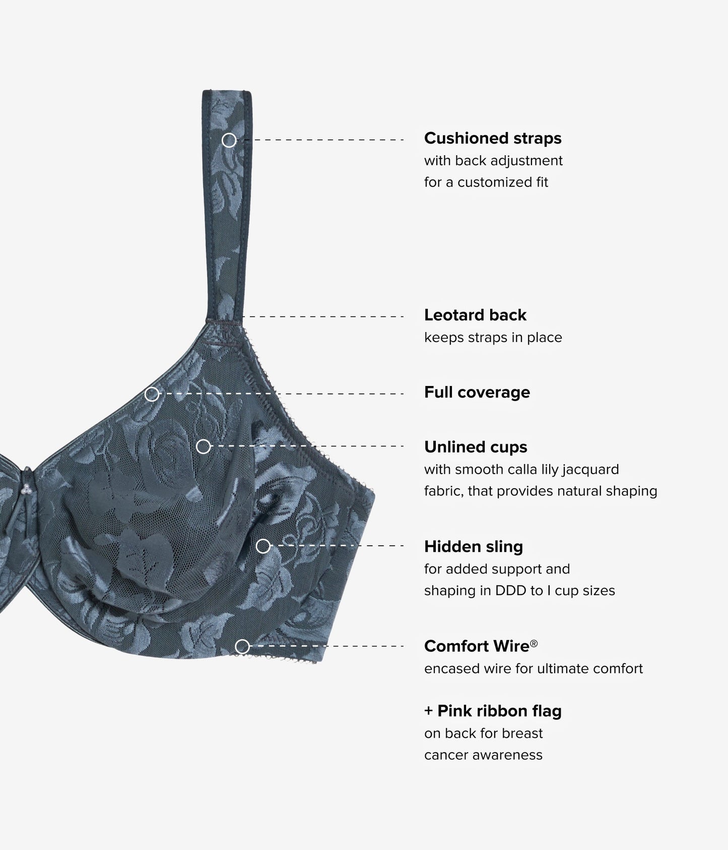 Wacoal Awareness Underwire Bra - Dark Slate