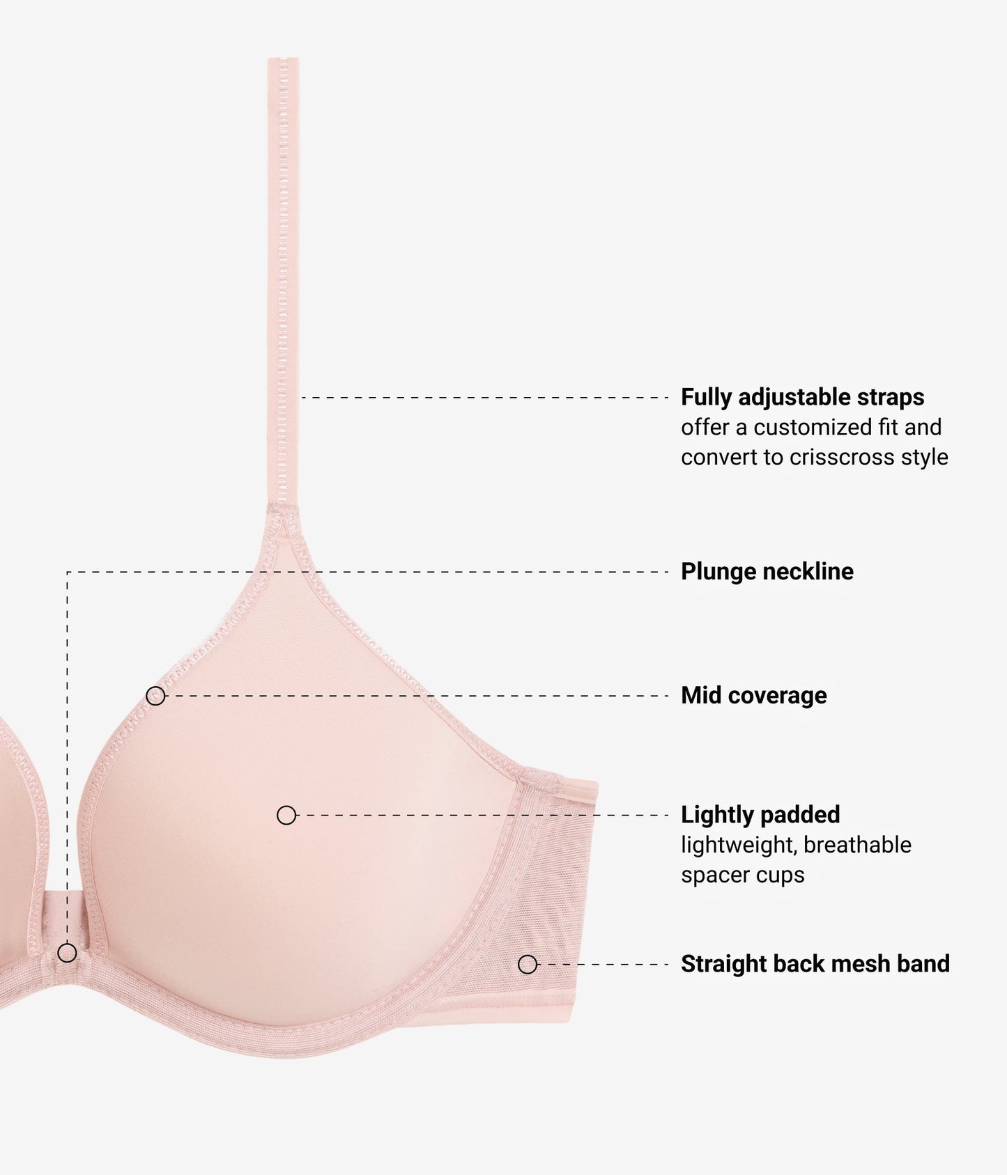 Wacoal Full Transparency Plunge T-Shirt Bra - Rose Smoke