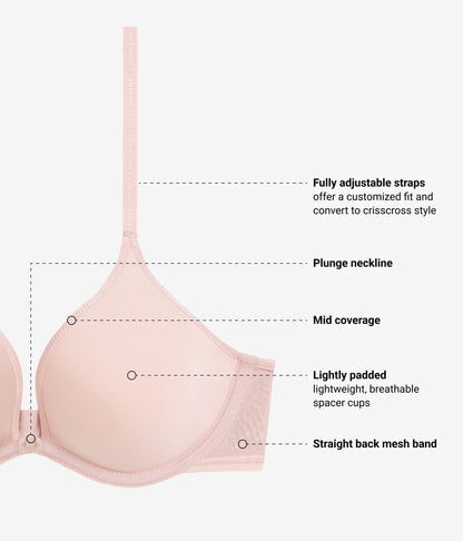 Wacoal Full Transparency Plunge T-Shirt Bra - Rose Smoke