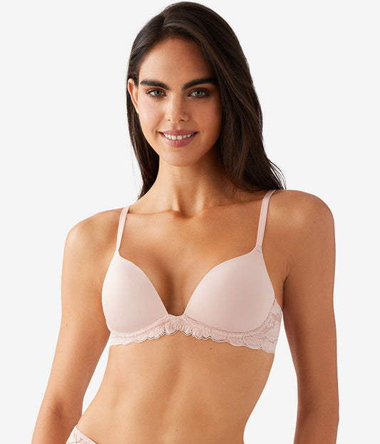 Wacoal Feeling Famous Wire Free Push Up Bra - Rose Smoke/White