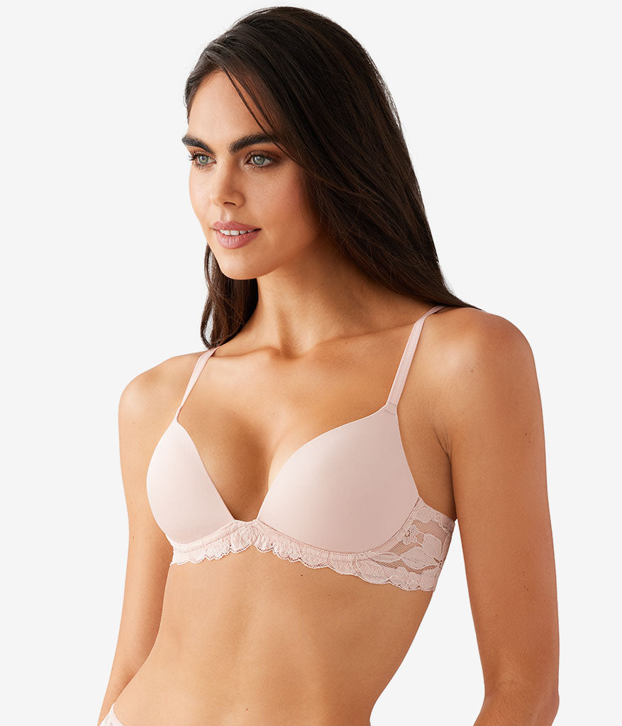 Wacoal Feeling Famous Wire Free Push Up Bra - Rose Smoke/White