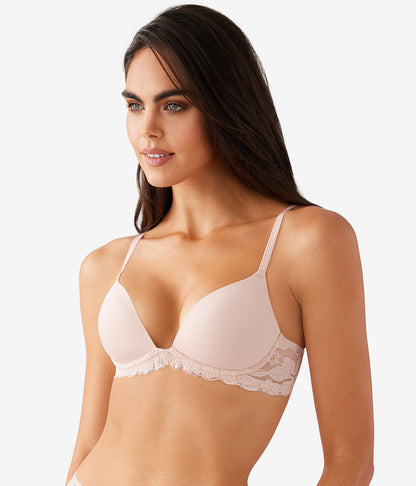 Wacoal Feeling Famous Wire Free Push Up Bra - Rose Smoke/White