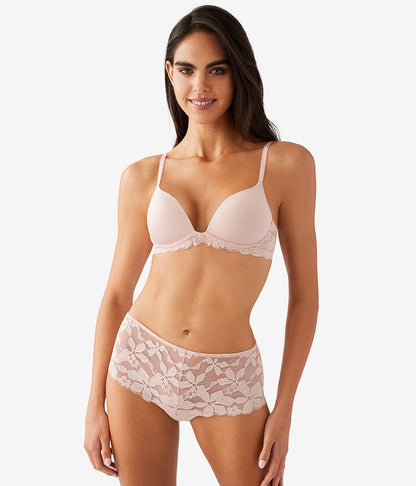 Wacoal Feeling Famous Wire Free Push Up Bra - Rose Smoke/White