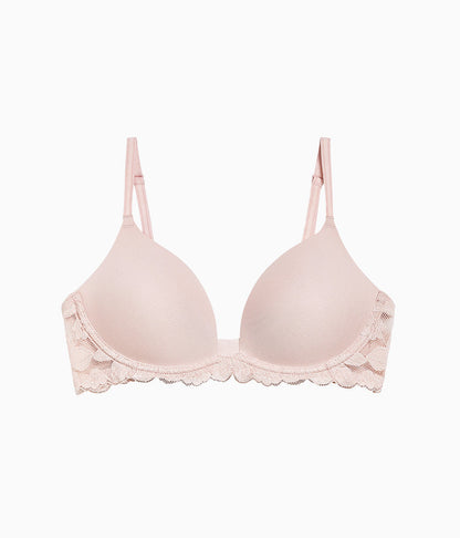 Wacoal Feeling Famous Wire Free Push Up Bra - Rose Smoke/White