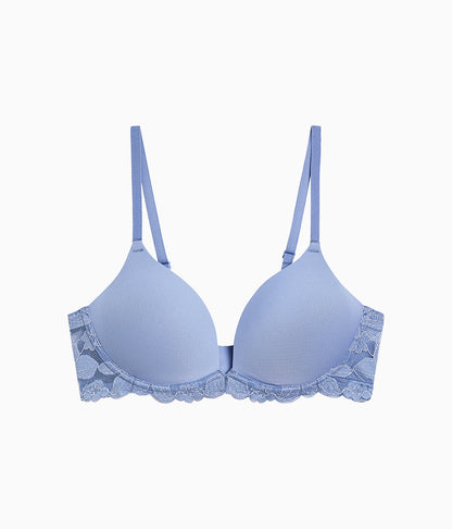Wacoal Feeling Famous Wire Free Push Up Bra - Country Blue/Bright White