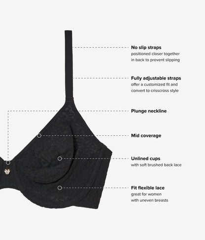 Wacoal High Bar™ Plunge Underwire Bra - Black