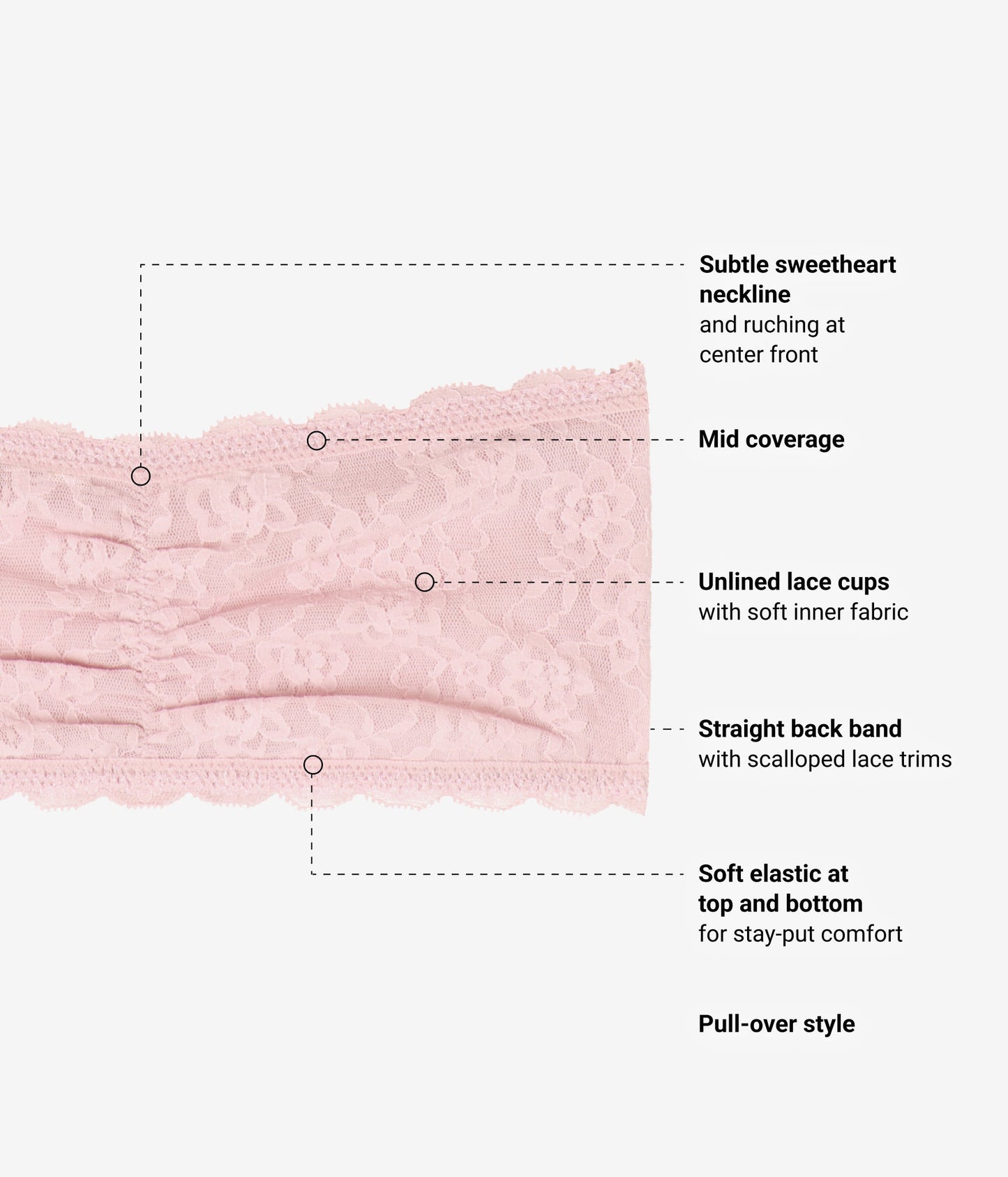 Wacoal Effortlessly Lace Bandeau - Blush Pink