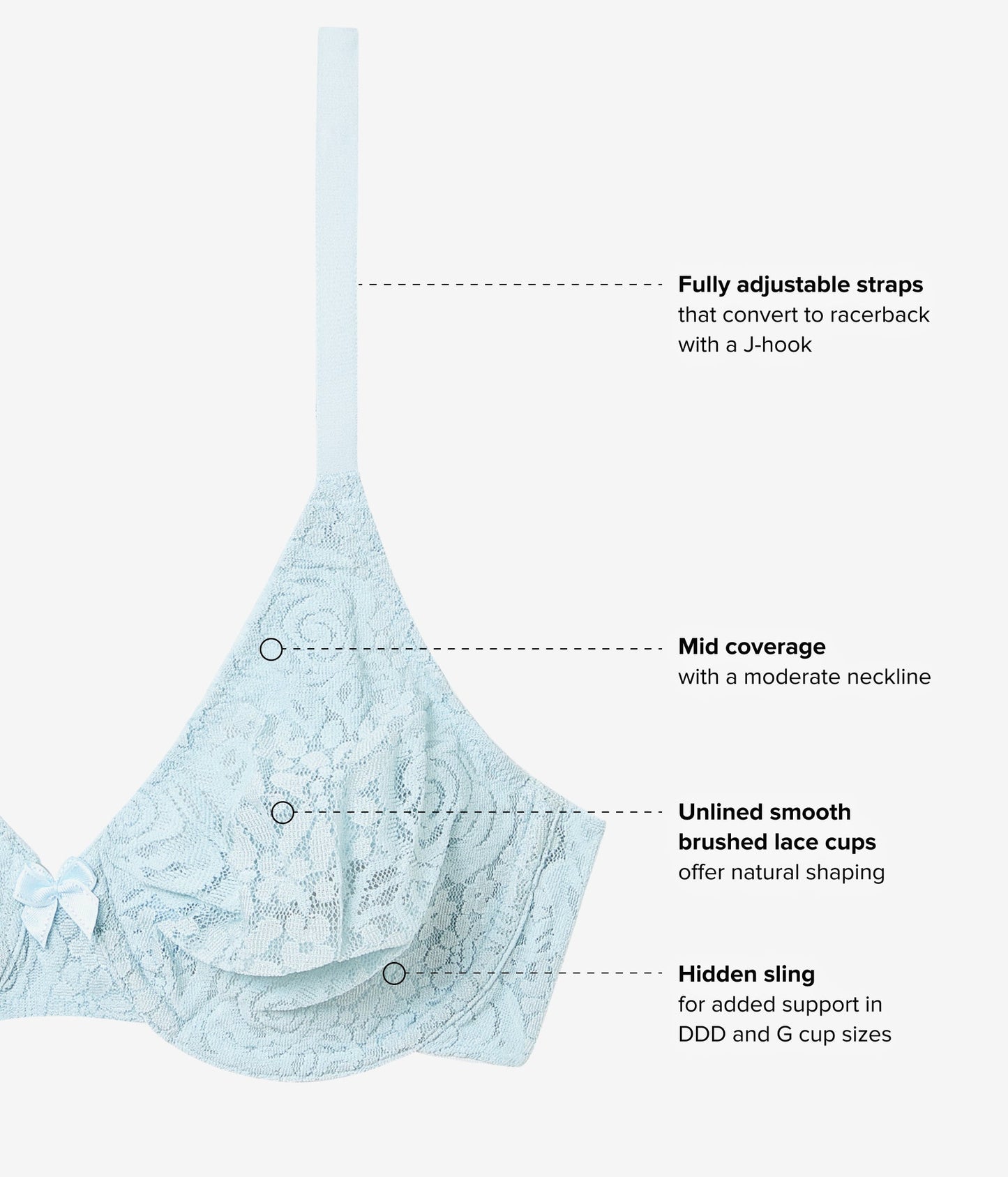 Wacoal Halo Lace Underwire Bra - Soft Sky