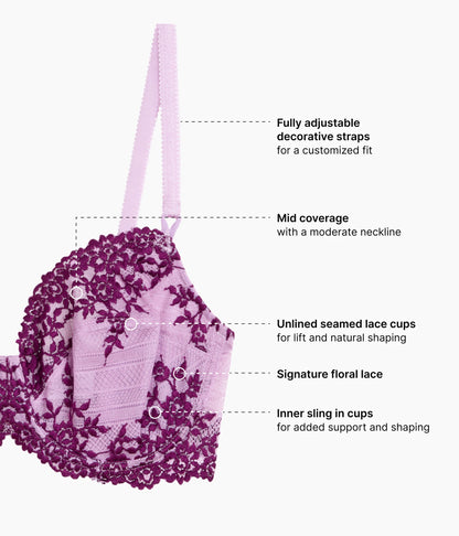 Wacoal Embrace Lace® Underwire Bra - Lavender Sage/Dark Purple