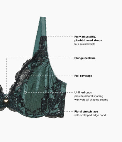 Wacoal Modern Affair Plunge Underwire Bra - Silver Pine/Black
