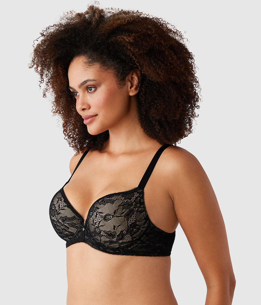 Wacoal Lace Finesse T-Shirt Bra - Black/Toast