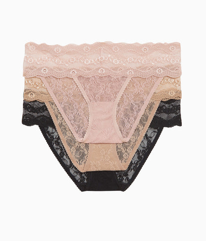Wacoal Lace Kiss Bikini Panty Pack - Rose Smoke/Au Natural/Night