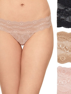 Wacoal Lace Kiss Bikini Panty Pack - Rose Smoke/Au Natural/Night