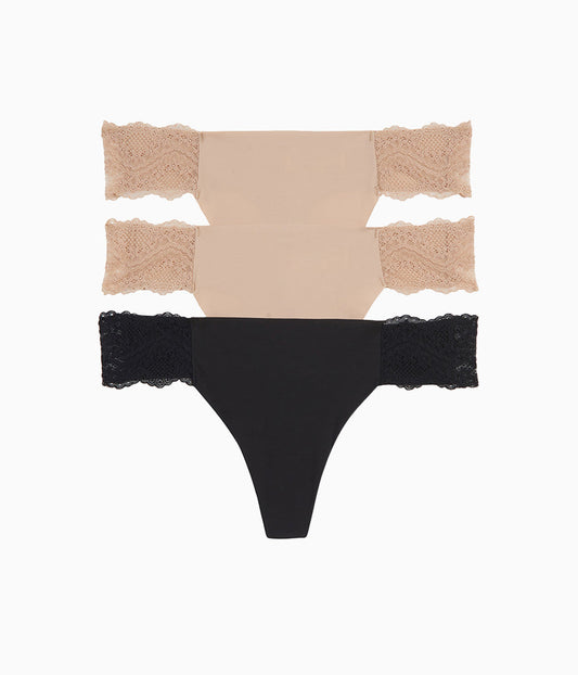 Wacoal b.bare Thong Panty Pack - Au Natural/Au Natural/Night