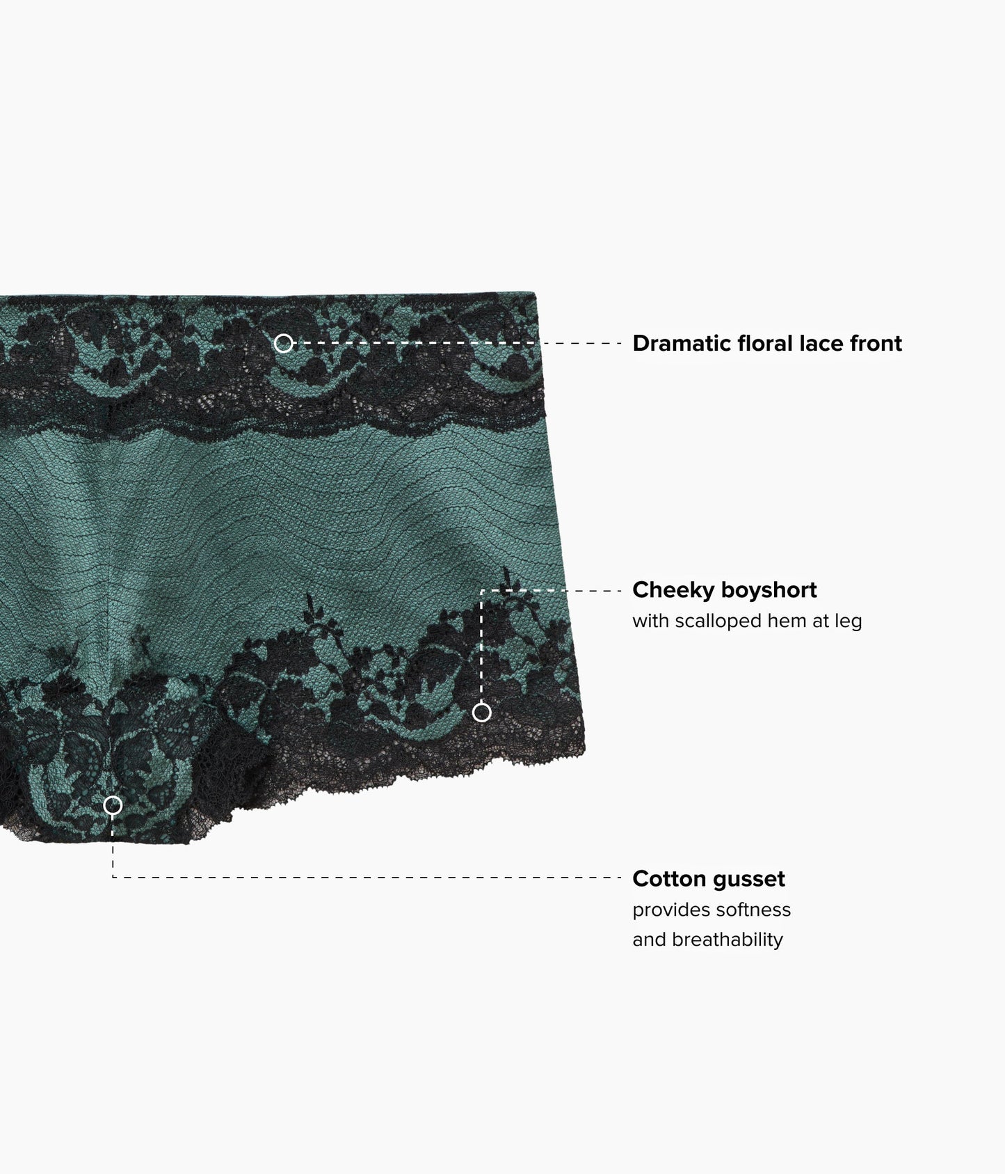 Wacoal Modern Affair Boyshort - Silver Pine/Black