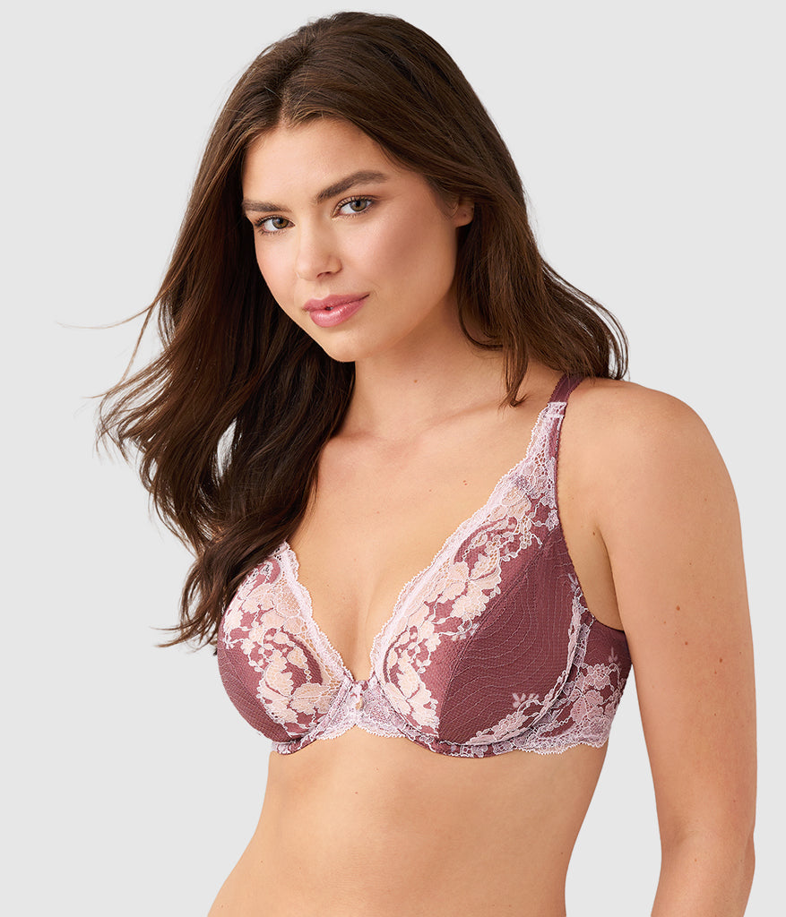 Wacoal Modern Affair Plunge Underwire Bra - Rose Brown/Cradle Pink