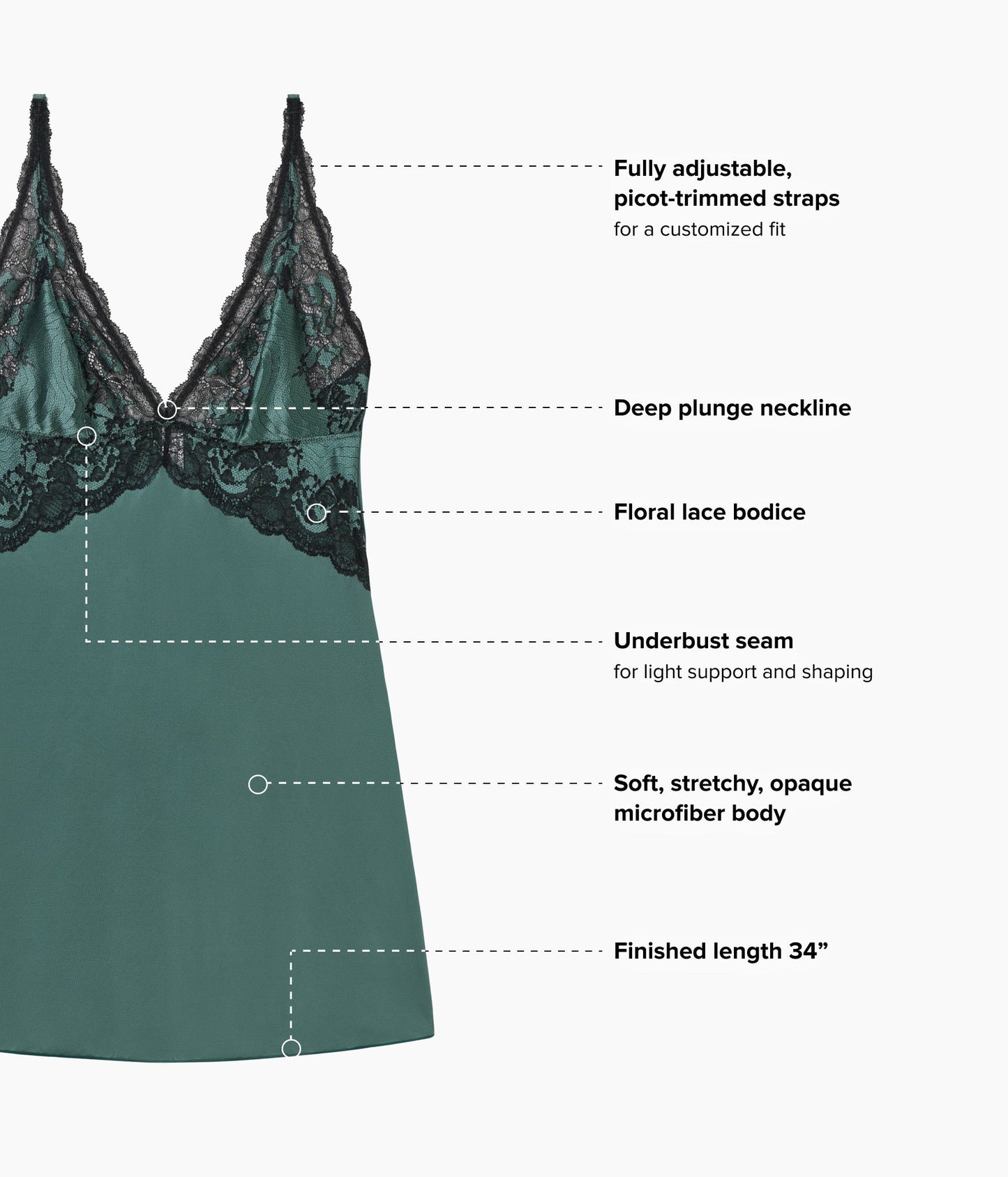 Wacoal Modern Affair Chemise - Silver Pine/Black