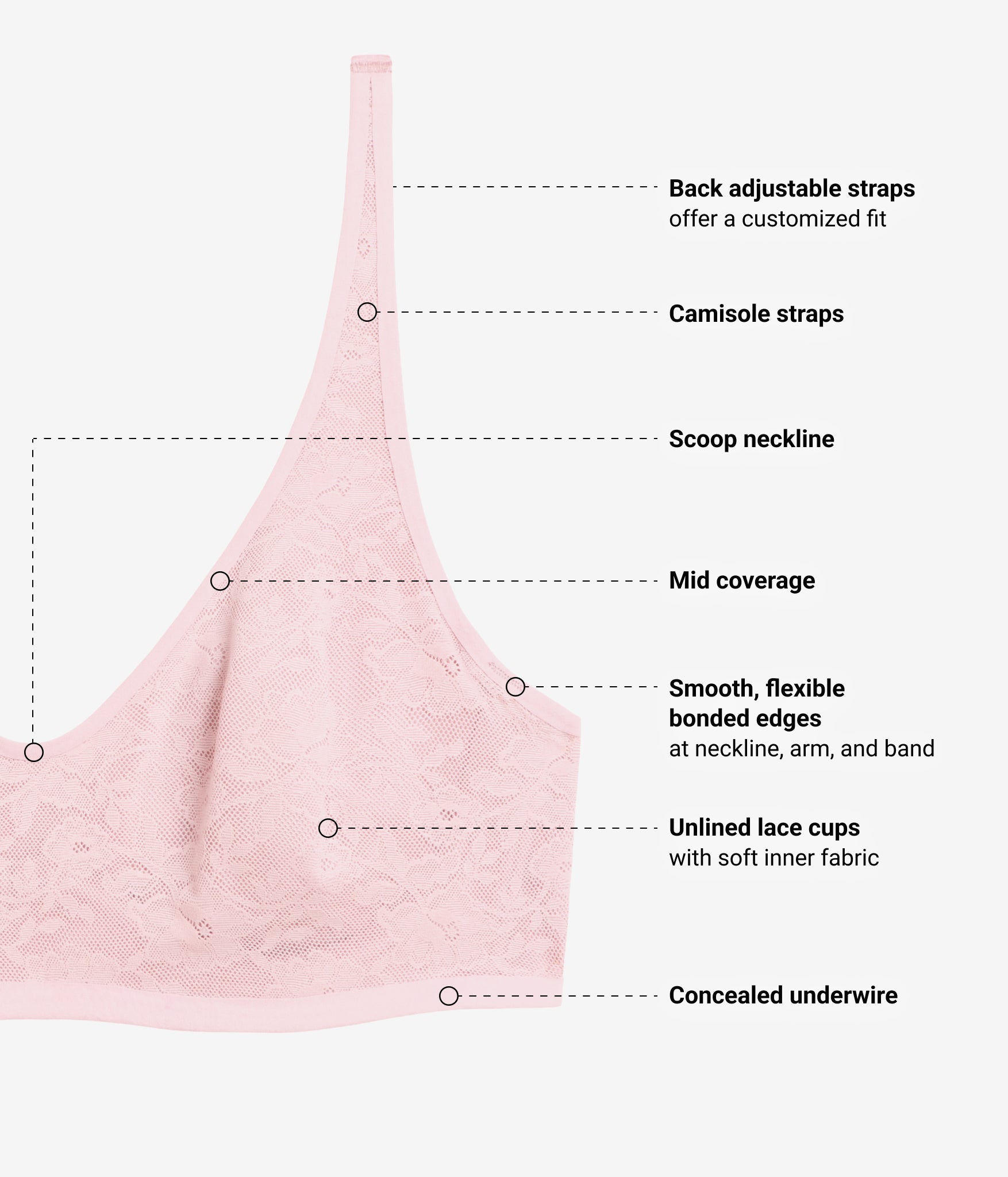 Wacoal Effortlessly Lace Underwire Bra - Blush Pink