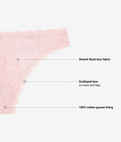 Wacoal Effortlessly Lace Thong - Blush Pink