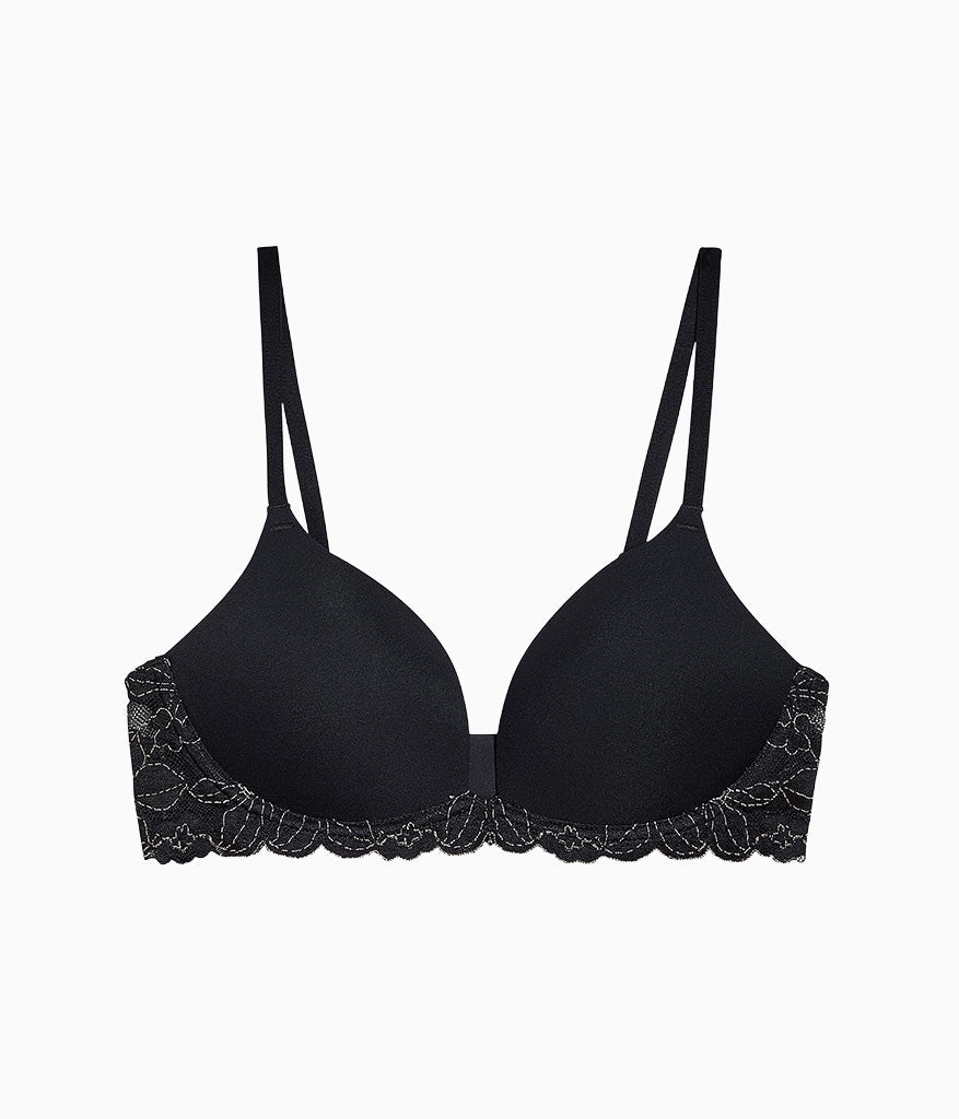 Wacoal Feeling Famous Wire Free Push Up Bra - Night/Angel Wing