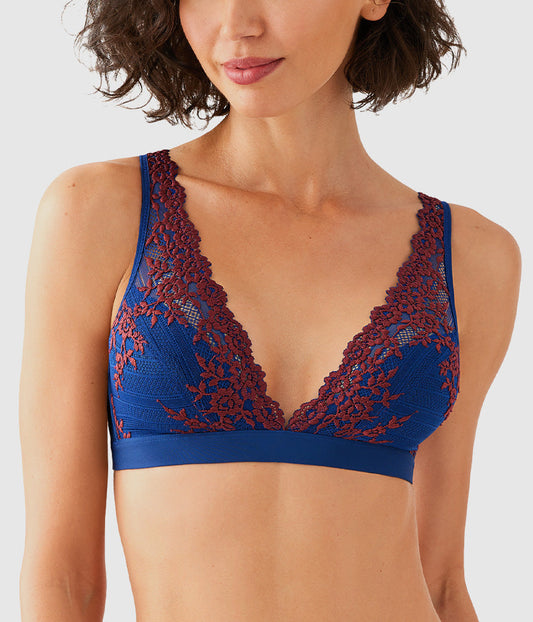 Wacoal Embrace Lace® Wire Free Bralette - Blue Depths/Cordovan