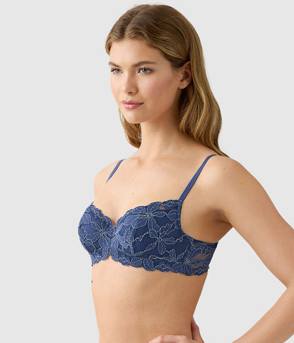 Wacoal Feeling Famous Balconette Contour Bra - Crown Blue/ Blue Glow