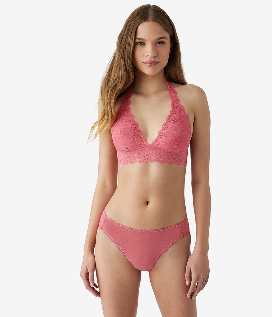 Wacoal Inspired Eyelet Halter Bralette - Slate Rose