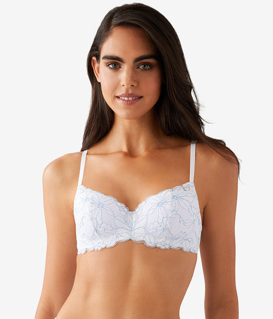 Wacoal Feeling Famous Balconette Contour Bra - White/Frozen Fjord