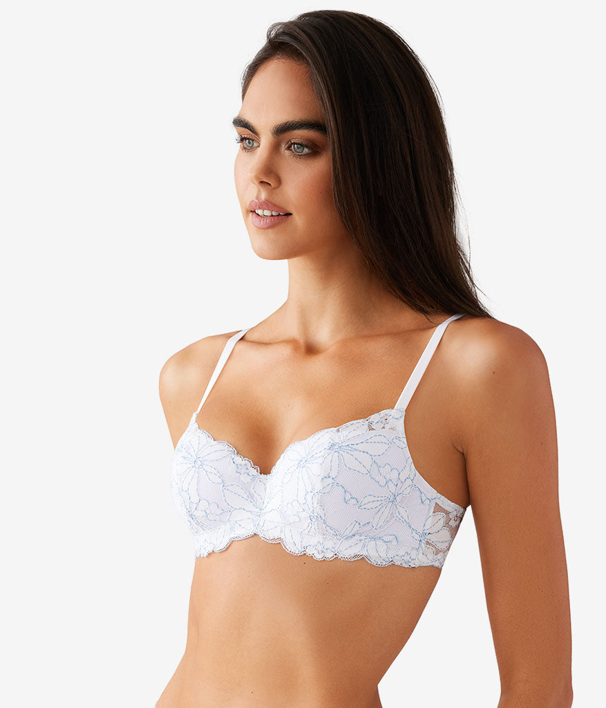 Wacoal Feeling Famous Balconette Contour Bra - White/Frozen Fjord