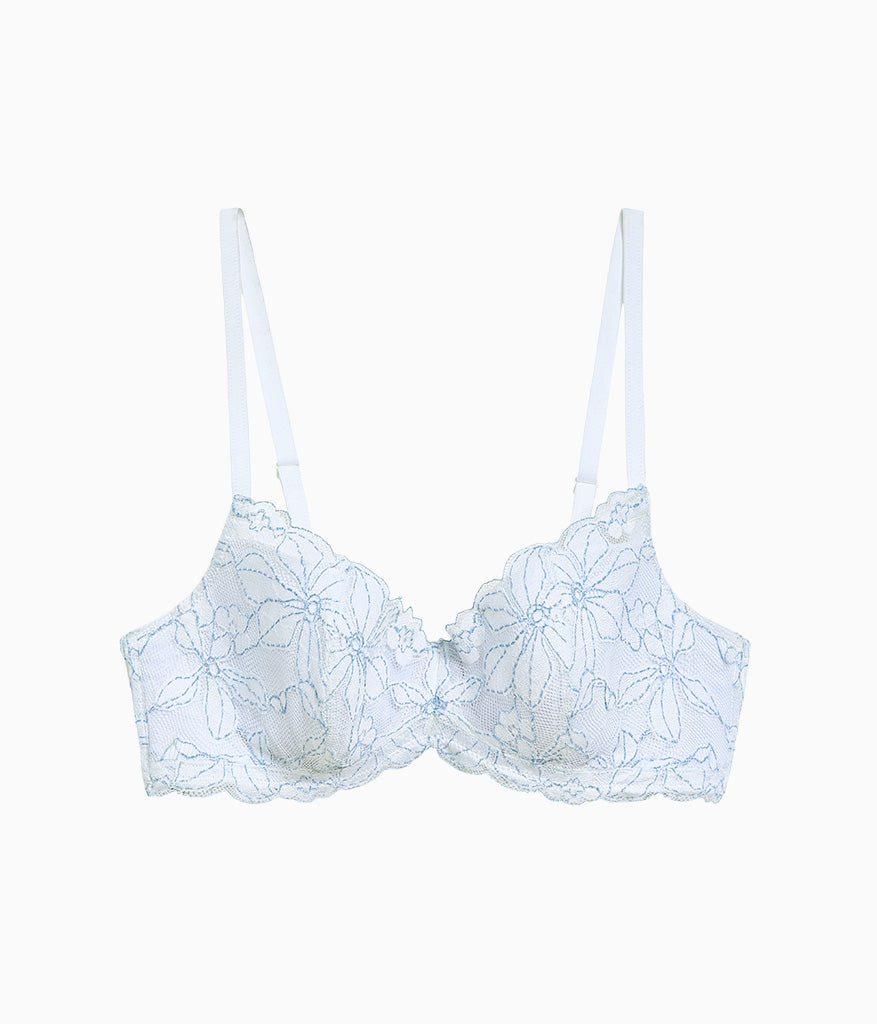 Wacoal Feeling Famous Balconette Contour Bra - White/Frozen Fjord