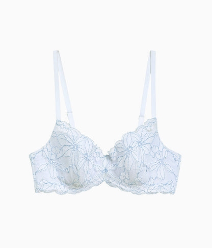 Wacoal Feeling Famous Balconette Contour Bra - White/Frozen Fjord