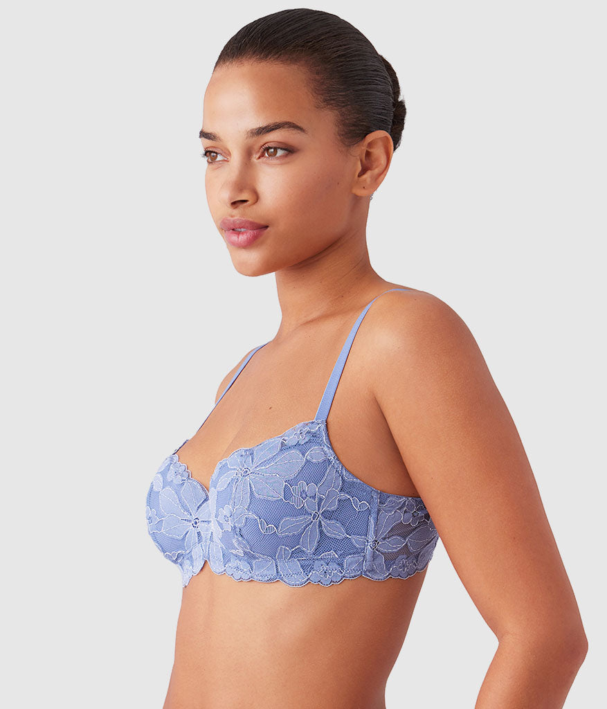 Wacoal Feeling Famous Balconette Contour Bra - Country Blue/Bright White