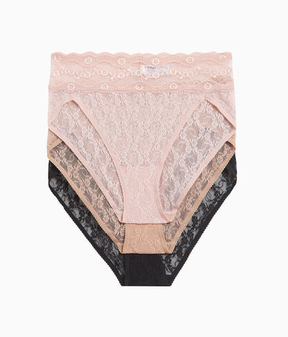 Wacoal Lace Kiss Hi-Leg Panty Pack - Rose Smoke/Au Natural/Night